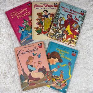Vintage Set of 5 Disney Princess Children's Books Cinderella + Snow White + More